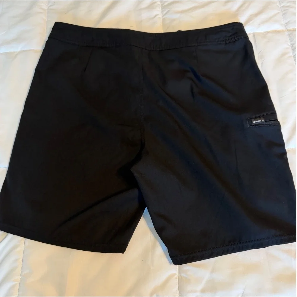 O'Neill Board Shorts Mens 32 Black Excellent Hyperfreak Swim Trunks Zip Pocket
